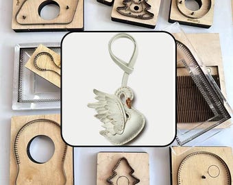 Leather Cutting Die, Elegant White Swan Layered Wing Keychain Mold, DIY Pebble Leather Bird Bag Charm Ornament Template