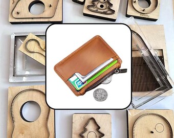 Crazy Horse Leather Zipper Card Wallet Cutting Die, Multi Slot Coin Pouch Steel Rule Die, DIY Leathercraft Tool