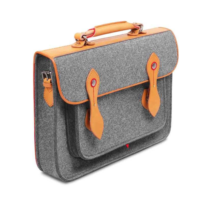 Tophome Shoulder Bag Backpack MacBook Satchel Briefcase with Genuine Leather Handle Laptop Bag for MacBook Pro15 16Retina Handbag 15inch-Gray