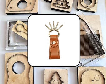 Leather Multi‑Hook Key Fob Cutting Die, Steel Rule Mold for DIY Key Holder, Leather Craft Tool for Keychain Making