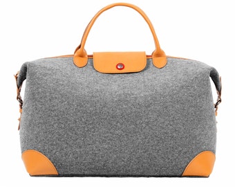 TopHome Travelling Bag Big Tote Bag Wool Felt Storage Bags, Handbag Shoulder Bags Wool Felt Tote School Bag Grey Diaper Bag Gift