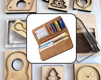 Retro Leather Long Card Holder Cutting Die, Wallet with SD Pocket Mold, DIY Leathercraft Project Tool