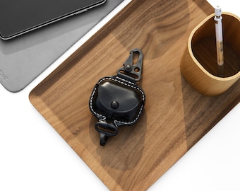 AirPods Pro-leren hoes, premium lederen hoes voor AirPods Pro-hoes met fijne metalen karabijnhaak/oordopjes Accessoires Thanksgiving-cadeau
