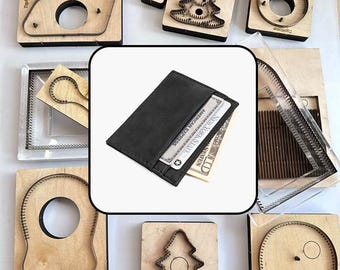 Simple Side Slip Card Wallet Die Template, Flat Leather Cardholder Die for DIY Leather Working Projects