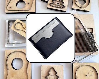 Notch Cut Single Pocket Card Holder Leather Die Cut Mold, Concave Notch Slim Card Sleeve Template, Minimalist Leather DIY Craft Supply