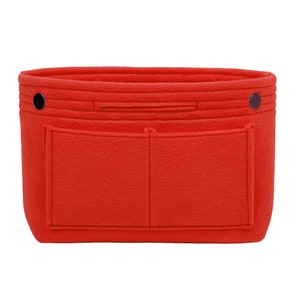 TopHome Organizer Bag Makeup Bag Felt Container Cosmetic Bag Toiletry Storage Organizing Handbag Insert Handbag Gifts Thanksgiving Gift Red