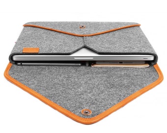 15''16" Macbook Pro Sleeve Laptop Case Wool Felt Case Tablet Sleeve for Macbook Pro 15" Retina Genuine Leather Edge Bag Thanksgiving Gift