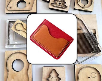 Color Block Single Slot Leather Card Holder Cutting Die, Slim Front Pocket Card Wallet Steel Cut Mold for Leather Working