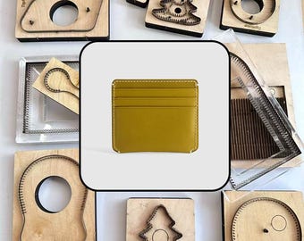 Minimal 3 Pocket Card Case Die Template, Smooth Leather Cardholder Die for DIY Leather Working Craft