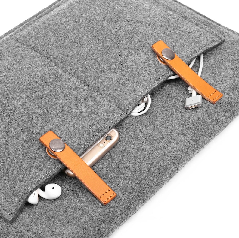 Hülle für MacBook Pro 15 Zoll, 16 Zoll Laptoptasche, Laptop-Hülle aus Wollfilz mit italienischem Lederriemen, Tablet-Tasche zum Erntedankfest Bild 3