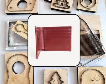 Deep Red Leather Dies Set Folding Wallet Craft Mold for Leatherworking