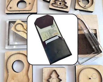 Two-Tone Hexagon Snap Flap Long Cash Card Holder Steel Rule Die, Wooden Punch Mold for DIY Slim Leather Minimalist Wallet Craft
