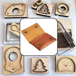 Double Snap Flap Mini Coin Pouch Steel Rule Die, Wooden Punch Mold for DIY Two Layer Snap Closure Leather Small Wallet Craft