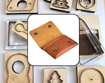 Double Snap Flap Mini Coin Pouch Steel Rule Die, Wooden Punch Mold for DIY Two Layer Snap Closure Leather Small Wallet Craft