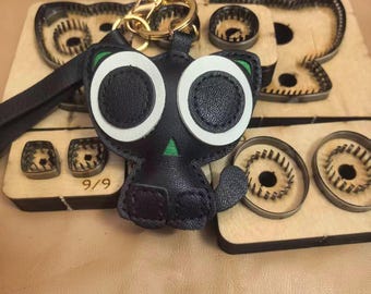 Cartoon Black Cat Keychain Leather Cutting Die, Big Eye Kitty Charm Steel Rule Die, Template Sizzix Cricut