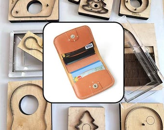 Snap Button Bifold Leather Wallet Die, Dual Pocket Foldable Card Cash Wallet Cutting Mold, Vegetable Tanned Leather Craft Template