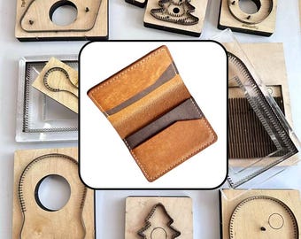 Two-Tone Diagonal Stripe Multi Slot Slim Card Holder Steel Rule Die, Wooden Punch Mold for DIY Geometric Front Pocket Leather Wallet Craft