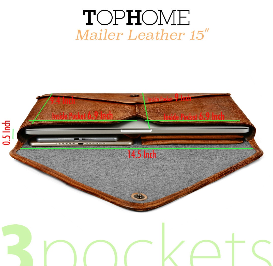 15''leather MacBook Pro Case, Leather Laptop Case Tablet Sleeve Leather ...