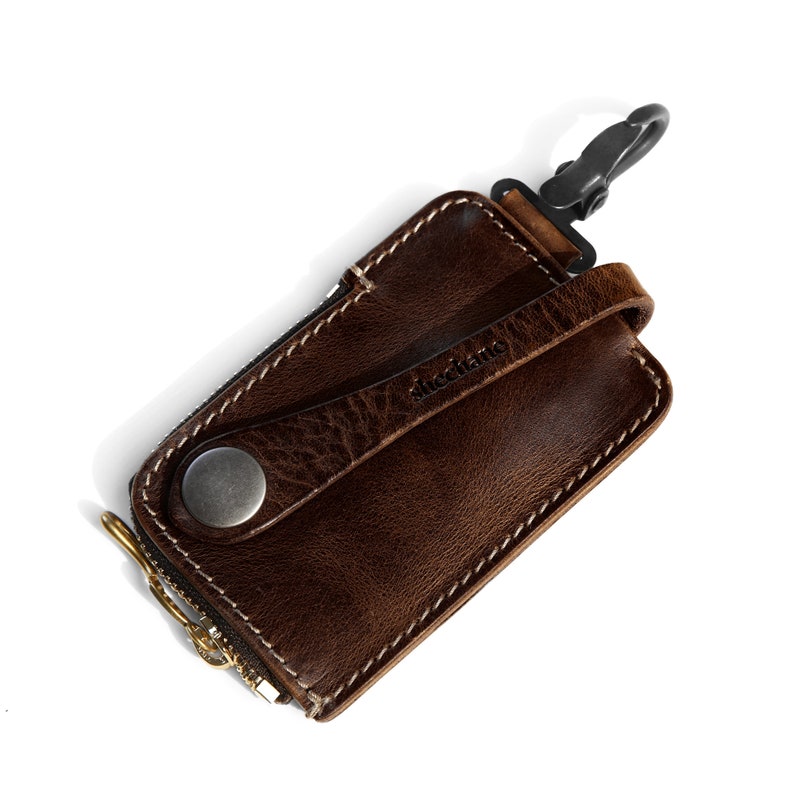 Leather Key Holder with Pull Strap Key chain Key Pouch Etsy