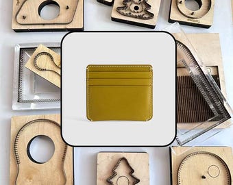 Minimal Rounded Corner 3 Pocket Card Case Die Template, Smooth Leather Cardholder Die for DIY Leather Craft