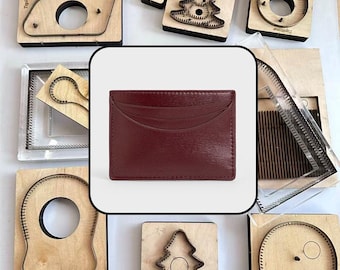 Minimal Curved Front Pocket Card Case Die Template, Smooth Leather Cardholder Die for DIY Leather Craft