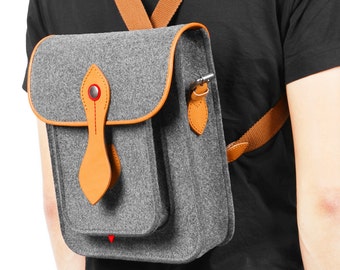 TopHome--Backpack iPad Sleeve Tablet Case for iPad Air with Genuine Leather Wool Felt Shoulder Bag Messenger Bag Camera BagThanksgiving Gift