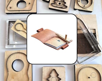 Leather Notebook Cover Cutting Die, Crazy Horse Journal Sleeve with Double Pen Loops Steel Rule Die, DIY Leathercraft Tool