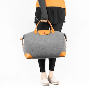 TopHome--Shoulder Bag Travelling Bag Wool Felt Storage Bag Weekend Bag Leather Hand Bag Wool Felt Tote School Leather Bag Thanksgiving Gift