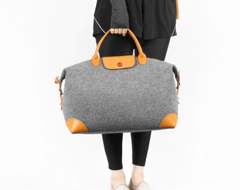TopHome Best Travelling Bag With Clutch Set  Wool Felt Storage Bag Large Stylish Bag Wool Felt Tote School Leather Bag, Thanksgiving Gift
