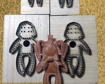 Long Ear Bunny Leather Cutting Die Set, Japanese Steel Rule Mold for Manual Press, DIY Stitched Rabbit Keychain Leather Craft Tool