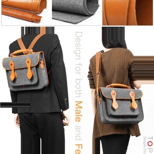 Tophome Shoulder Bag Backpack MacBook Satchel Briefcase with Genuine Leather Handle Laptop Bag for MacBook Pro15 16Retina Handbag image 5