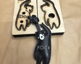 Hanging Bear Bag Charm Leather Die, Rock Bear Pendant Cutting Mold Compatible With Sizzix Die Cutting Machine
