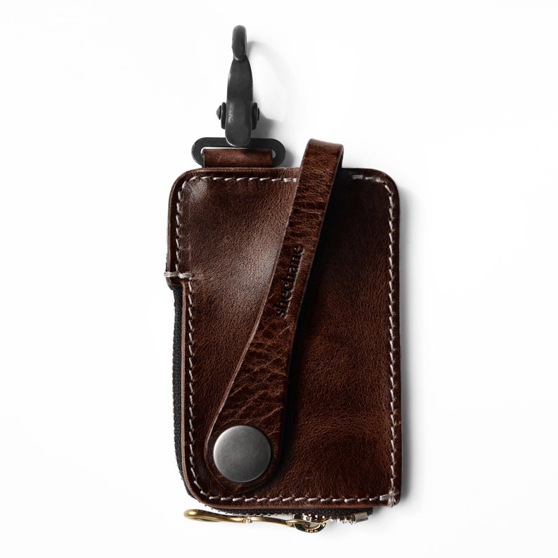 Leather Key Holder with Pull Strap Key chain Key Pouch Etsy