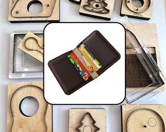 Simple Open Bi-fold Leather Wallet Cutting Die, Double Row Card Slots Bill Wallet Mold, Vegetable Leather Hand Stitching Tool
