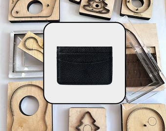 Two Slot Curved Opening Leather Card Sleeve Die Template, Black Grain Leather Cardholder Die for DIY Leather Craft