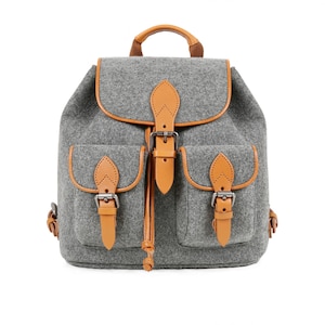 School Bag Backpack Daily Bag  Simple Bag Leather Backpack, mother diaper bag backpack  Wool Felt Storage Bag M--Tophome