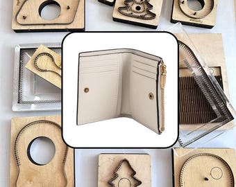 Bifold Wallet Die With Side Zipper Pocket, Snap Closure Multi Card Slots Leather Wallet Cutting Mold For Sizzix