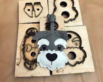 Schnauzer Dog Leather Charm Die Set, Heart Nose Schnauzer Bag Pendant Cutting Mold Fit Sizzix & Cricut Maker 4
