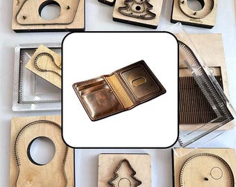 Bifold Leather Wallet Cutting Die, Vintage Multi Slot Billfold with ID Window Steel Rule Die, DIY Leathercraft Tool