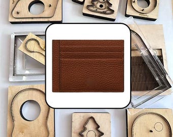 Four Horizontal Slot Leather Card Sleeve Cutting Die, Multi Pocket Card Holder Mold, Hand Stitched Full Grain Leather Craft Tool