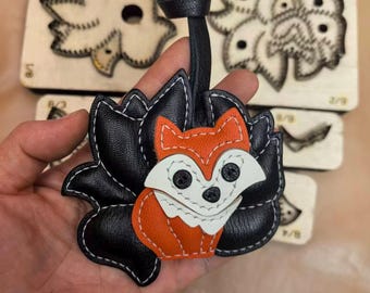Fox Charm Leather Cutting Die, Orange Black Fox Pendant Steel Rule Die, Leathercraft Template Sizzix Cricut