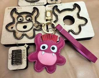 Cute Devil Little Monster Leather Die Set, Fangs Monster Bag Charm Cutting Mold Fit Sizzix & Cricut Maker 4