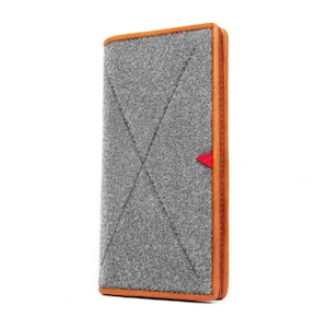TopHome--Funda para iPhone 8, funda de fieltro de lana para teléfono, funda para iPod con bolsillo para tarjetas, cartera de cuero genuino para iPhone, regalo de Acción de Gracias