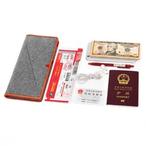 Passport Wallet, Travel Collection Bag Genuine Leather Ticket Keeper Leather Passport Protector Airfare Bag,Thanksgiving gift