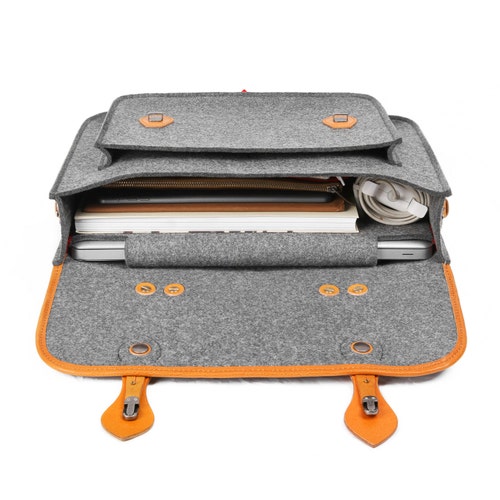 TopHome.Macbook Backpack Satchel Shoulder Backpack Business Bag Briefcase Wool Felt Laptop Bag Handle for Macbook Pro 13'' Back To School