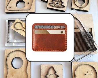 Minimal Double Pocket Card Case Die Template, Rounded Edge Leather Cardholder Die for DIY Leather Craft