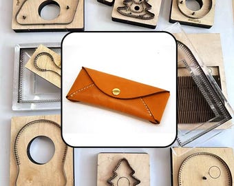 Envelope Snap Flap Long Leather Pencil Case Steel Rule Die, Slim Eyeglasses Case Cutting Mold, Vegetable Tanned Leather Craft Template Tool