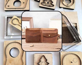 Leather Cutting Dies Set Vintage Crazy Horse Short Wallet Molds for DIY Craft