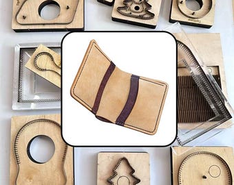 Leather Cutting Die Two Diagonal Strap Bifold Card Wallet Steel Rule Die Wooden Punch Mold for DIY Two-Tone Slim Leather Card Billfold Craft
