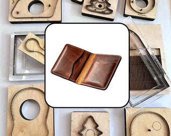 Oil Wax Crazy Horse Leather Slim Bifold Card Wallet Cutting Die, Minimal Multi‑Slot Billfold Steel Rule Die, DIY Leathercraft Tool